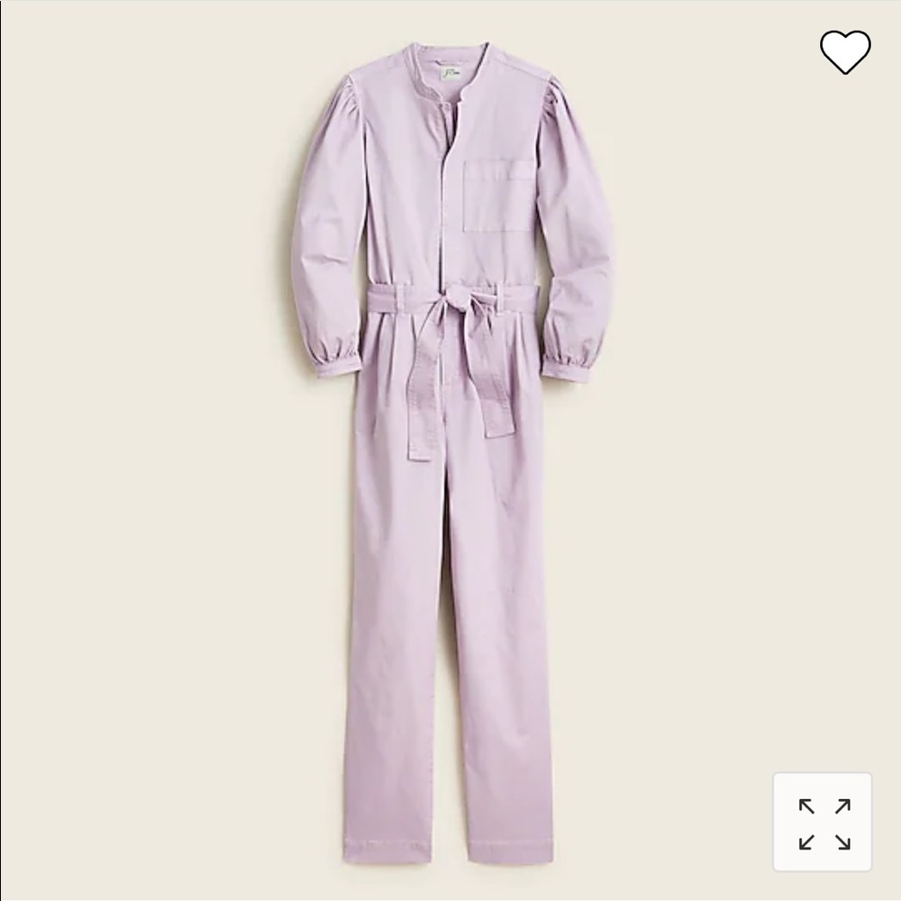 J. Crew purple puff sleeve jumpsuit